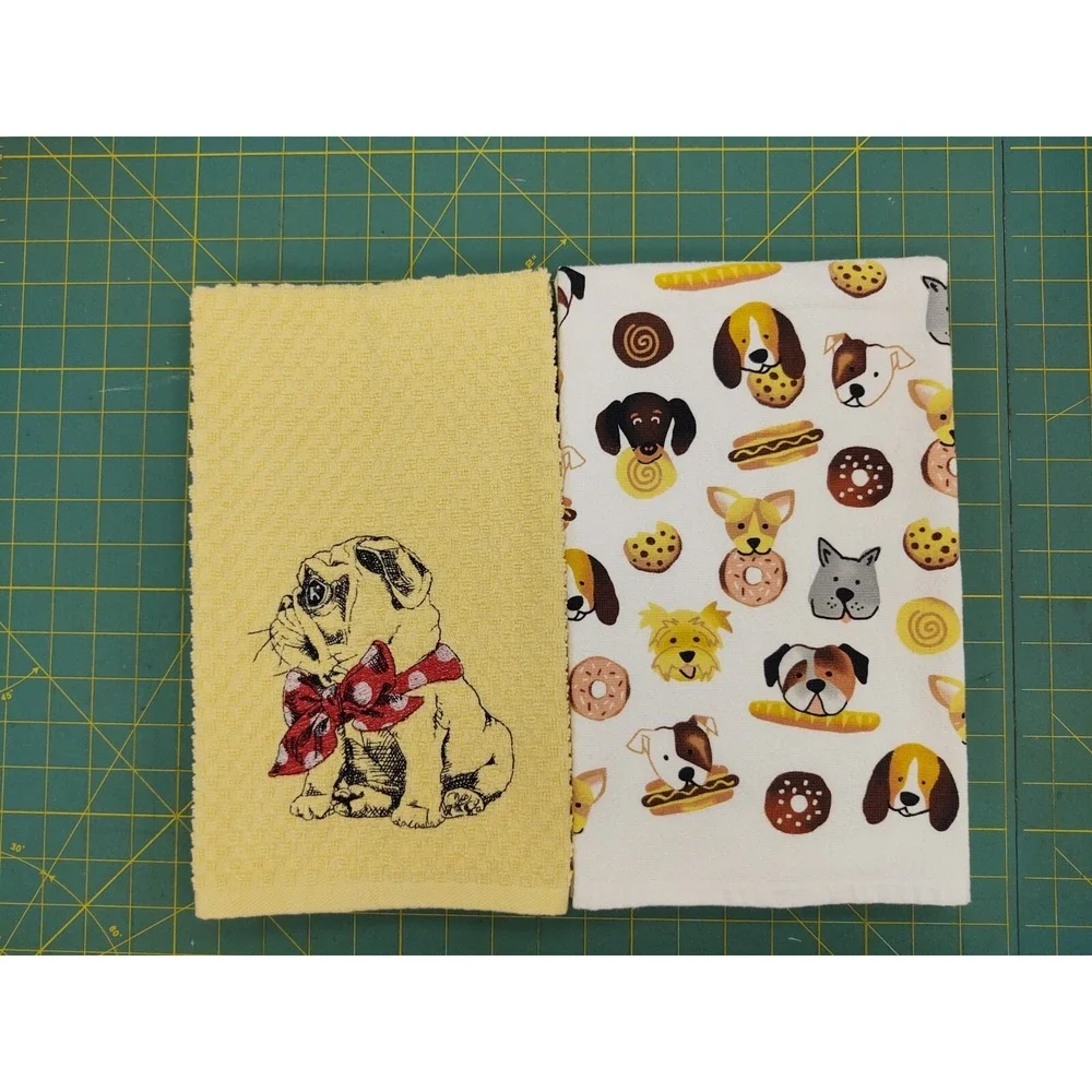 Pug Dog With A Scarf Kitchen Bath Hand Bar Towel Set of 2 Great Gift!